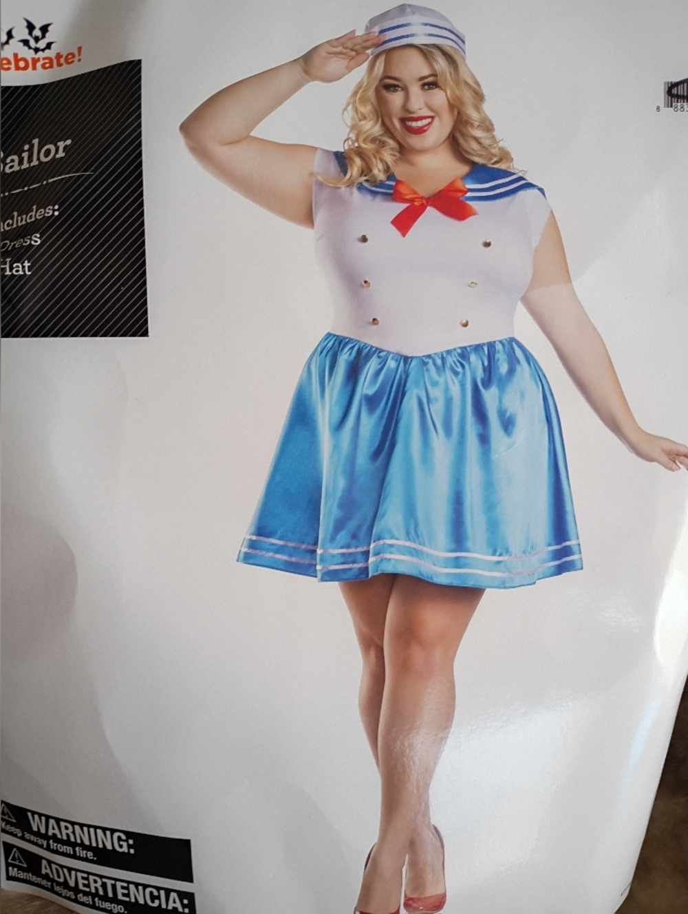 Plus Size Sailor Costume Dress in White & Light Blue 2x 20/22 NEW